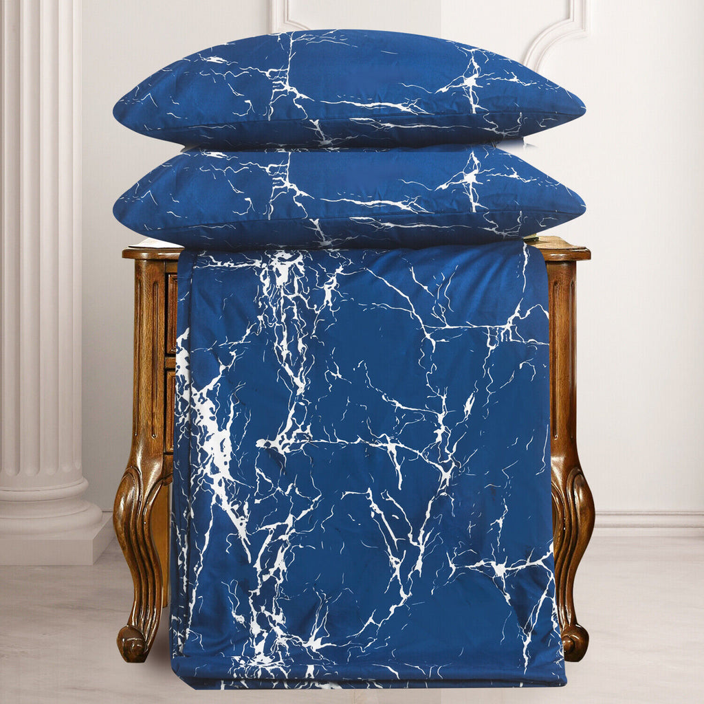 MillPrice Obsidian Marble Luxe Microfiber 4-Piece Bedding Set – Duvet Cover, Fitted Sheet & 2 Pillowcases