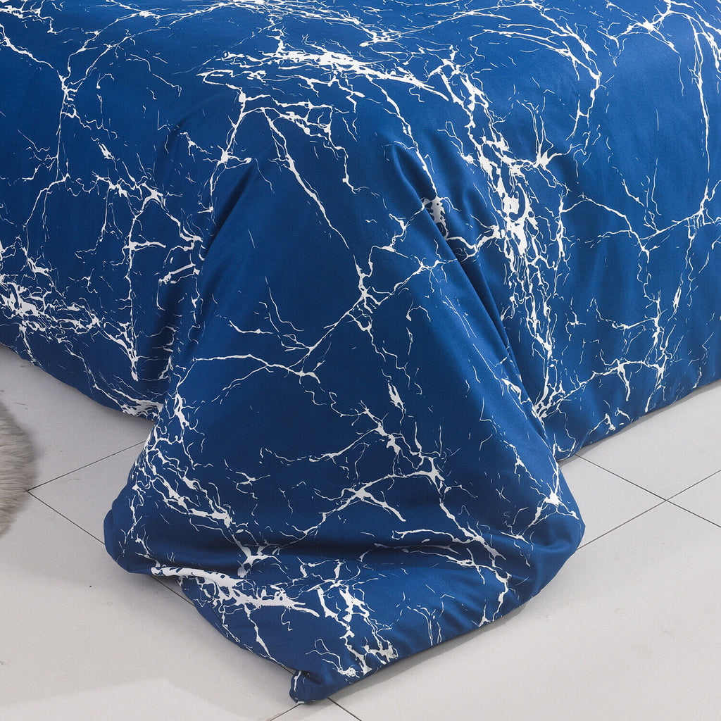 MillPrice Obsidian Marble Luxe Microfiber 4-Piece Bedding Set – Duvet Cover, Fitted Sheet & 2 Pillowcases