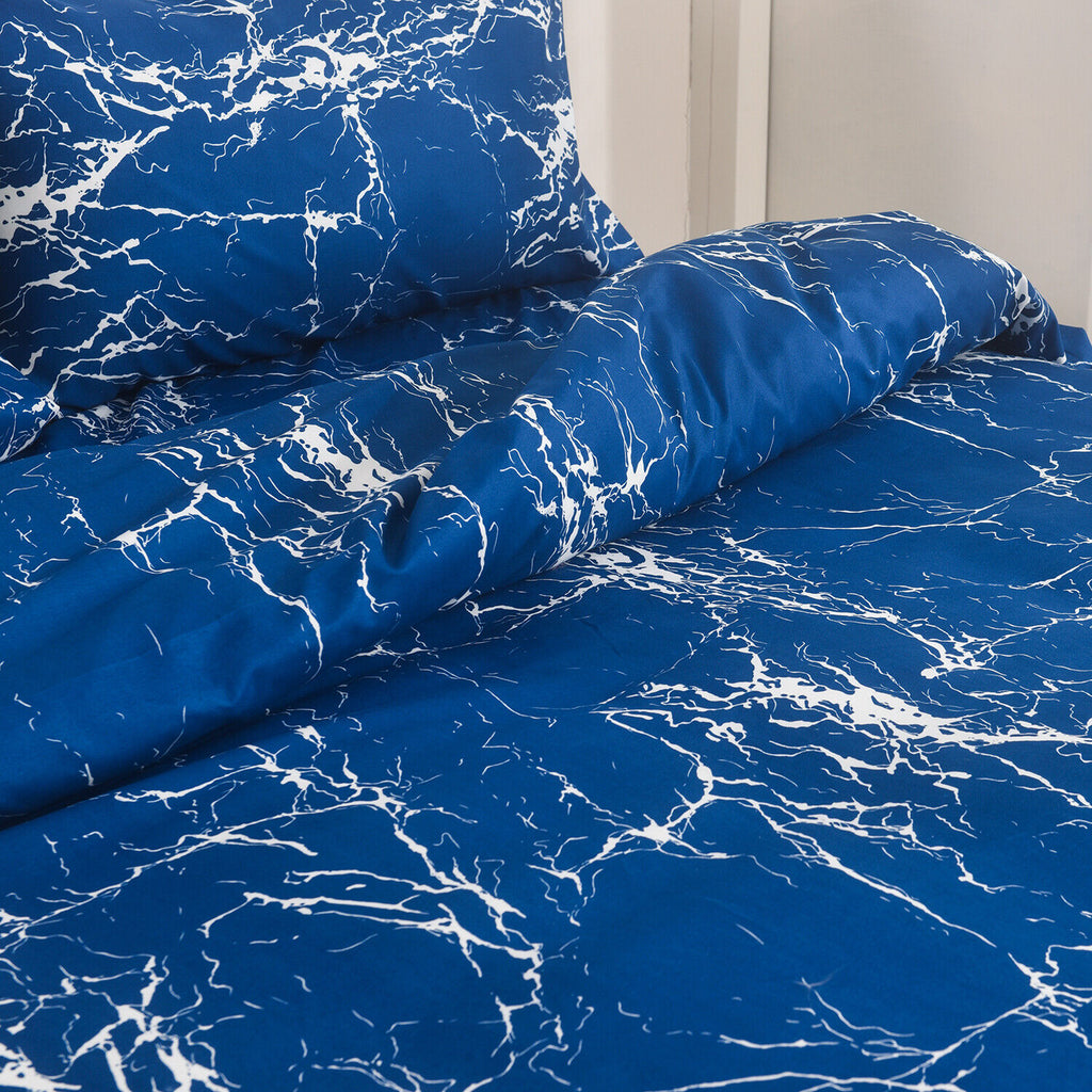 MillPrice Obsidian Marble Luxe Microfiber 4-Piece Bedding Set – Duvet Cover, Fitted Sheet & 2 Pillowcases