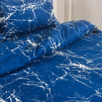 MillPrice Obsidian Marble Luxe Microfiber 4-Piece Bedding Set – Duvet Cover, Fitted Sheet & 2 Pillowcases