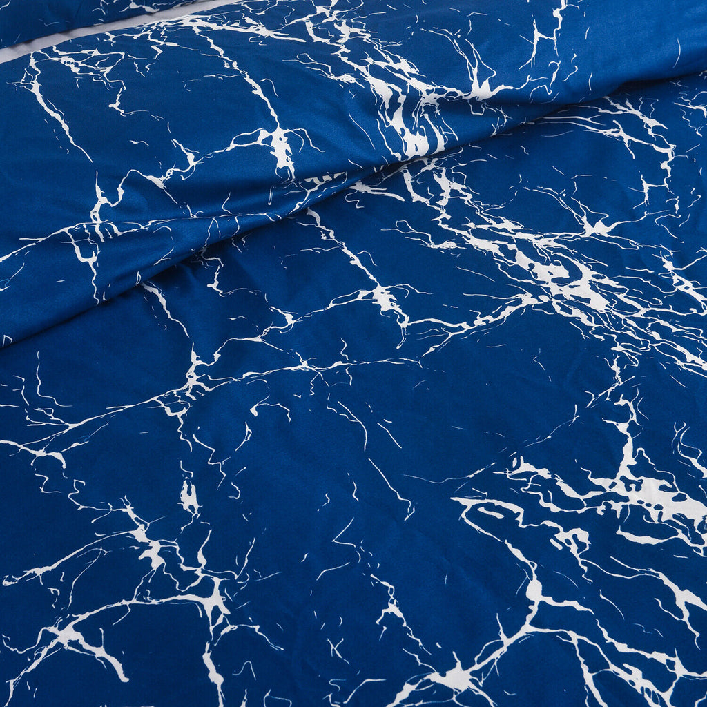 MillPrice Obsidian Marble Luxe Microfiber 4-Piece Bedding Set – Duvet Cover, Fitted Sheet & 2 Pillowcases