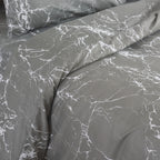 MillPrice Obsidian Marble Luxe Microfiber 4-Piece Bedding Set – Duvet Cover, Fitted Sheet & 2 Pillowcases