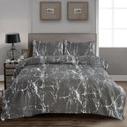 MillPrice Obsidian Marble Luxe Microfiber 4-Piece Bedding Set – Duvet Cover, Fitted Sheet & 2 Pillowcases