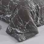 MillPrice Obsidian Marble Luxe Microfiber 4-Piece Bedding Set – Duvet Cover, Fitted Sheet & 2 Pillowcases