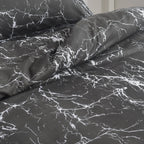 MillPrice Obsidian Marble Luxe Microfiber 4-Piece Bedding Set – Duvet Cover, Fitted Sheet & 2 Pillowcases