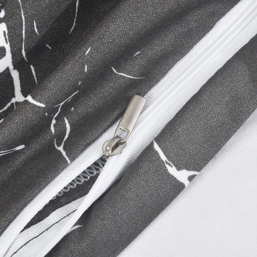 MillPrice Obsidian Marble Luxe Microfiber 4-Piece Bedding Set – Duvet Cover, Fitted Sheet & 2 Pillowcases