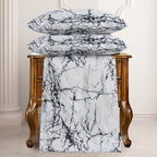 MillPrice Obsidian Marble Luxe Microfiber 4-Piece Bedding Set – Duvet Cover, Fitted Sheet & 2 Pillowcases
