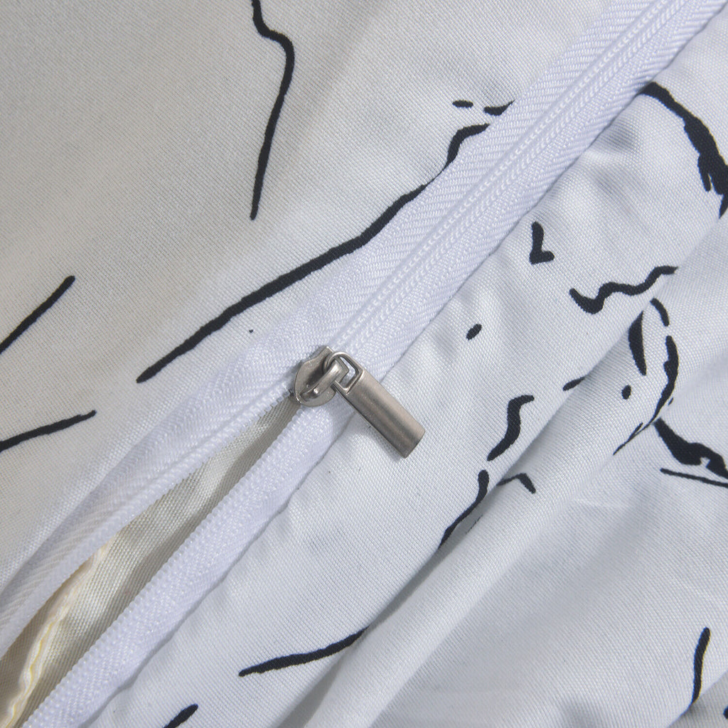 MillPrice Obsidian Marble Luxe Microfiber 4-Piece Bedding Set – Duvet Cover, Fitted Sheet & 2 Pillowcases