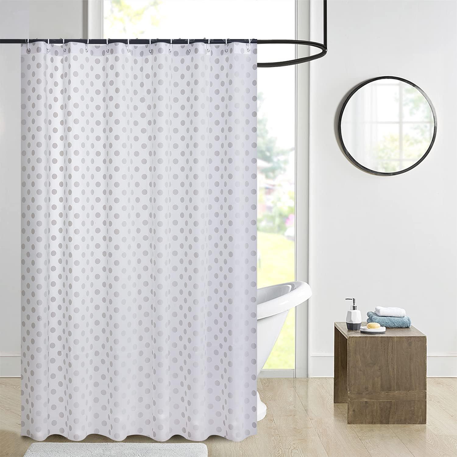 Waterproof Shower Curtain - Machine Washable, Stitched Steel Eyelets, Includes 12 Hooks