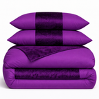 Crushed Velvet Panel Duvet Cover with Matching Pillowcases