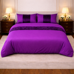 Crushed Velvet Panel Duvet Cover with Matching Pillowcases