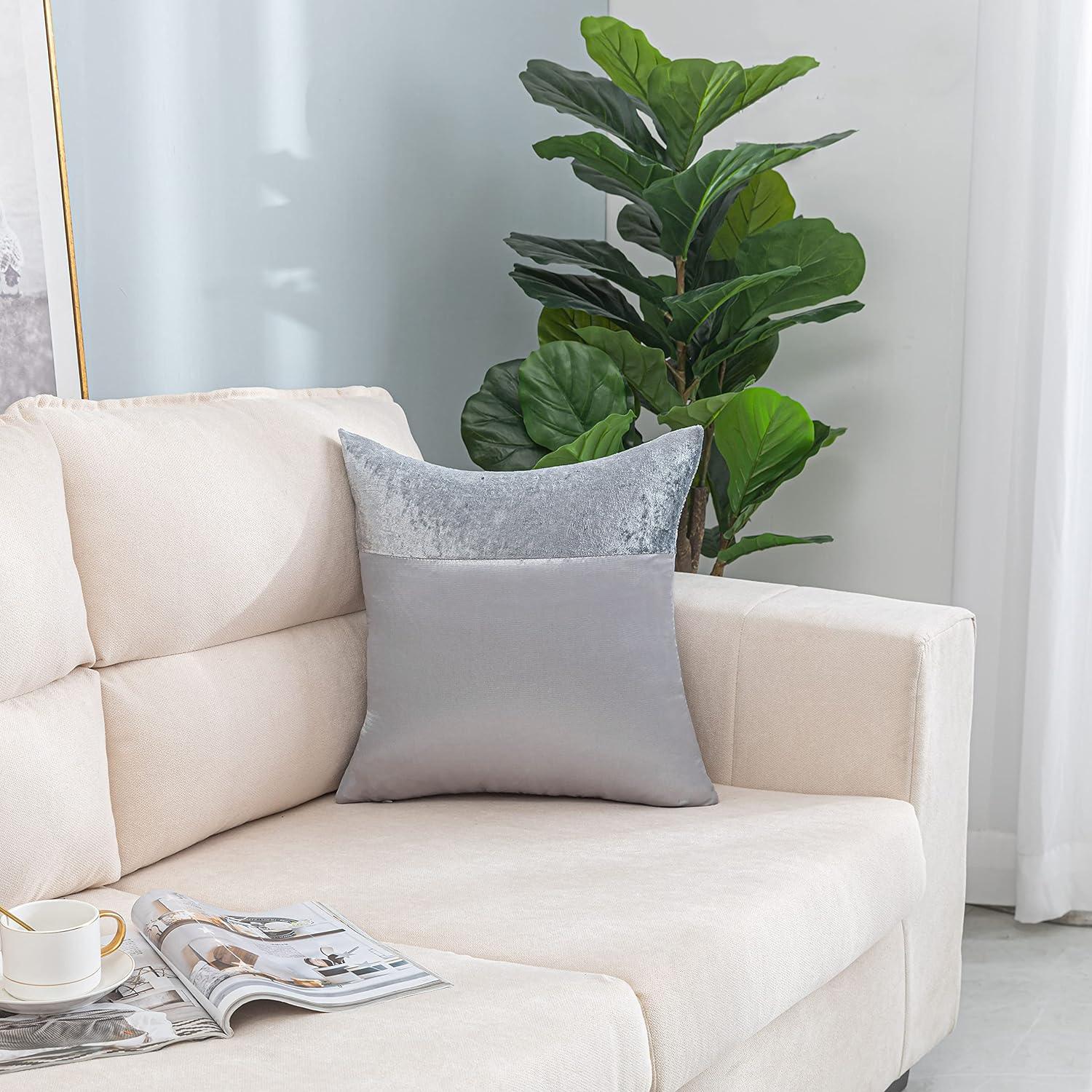 Crushed Velvet Panel Faux Satin Silk Cushion Covers - Soft, Durable, & Stylish - Pack of 2