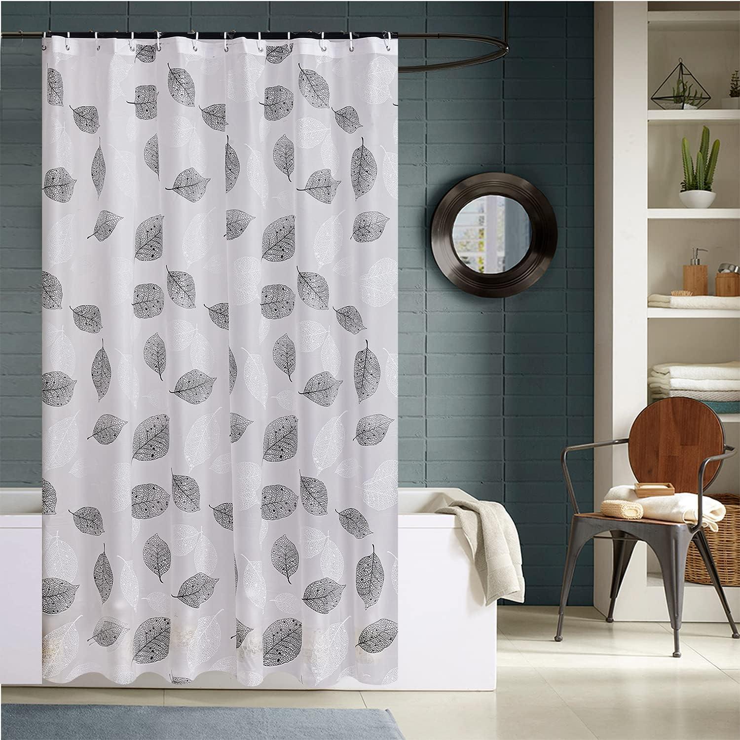 Waterproof Shower Curtain - Machine Washable, Stitched Steel Eyelets, Includes 12 Hooks