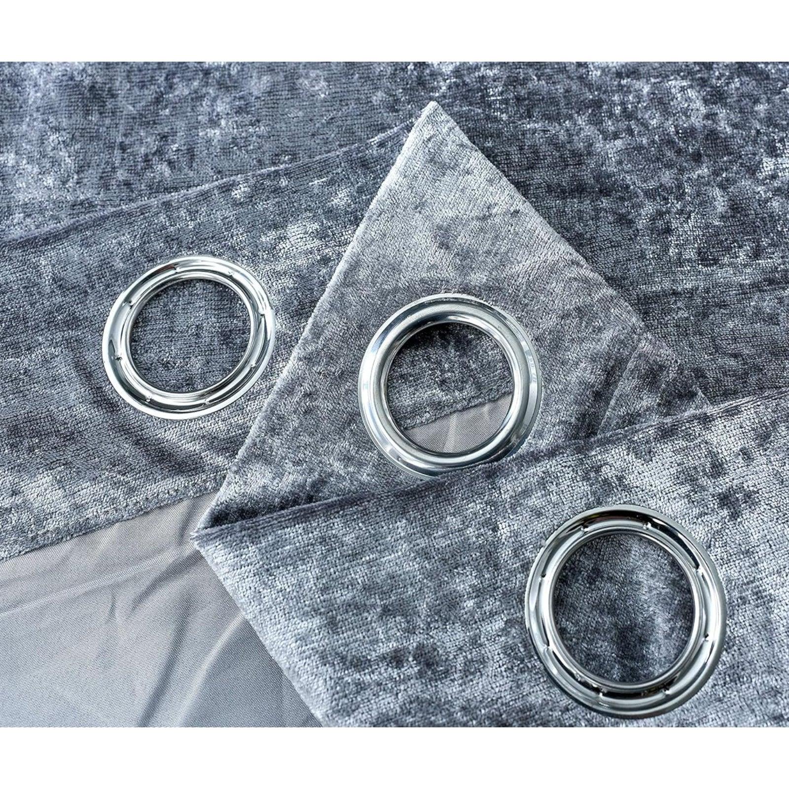 Crushed Velvet Faux Silk Curtains - Fully Lined with Eyelet Ring Top