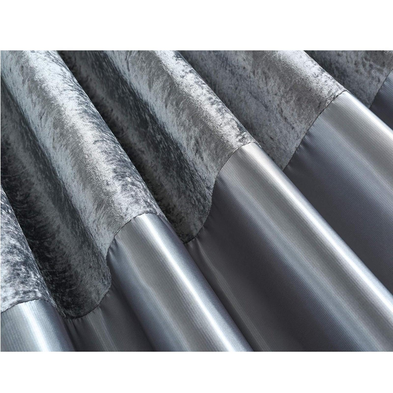 Crushed Velvet Faux Silk Curtains - Fully Lined with Eyelet Ring Top