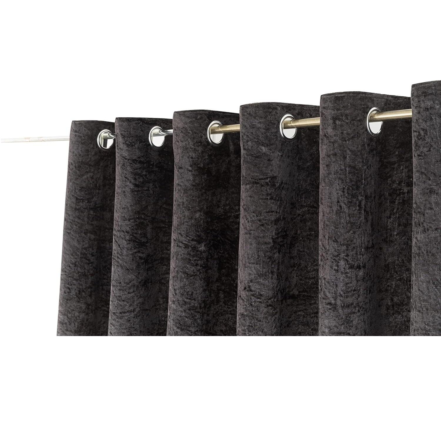 Crushed Velvet Curtains – Luxury Textured Eyelet Panel Pair