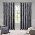 Crushed Velvet Curtains – Luxury Textured Eyelet Panel Pair