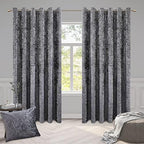 Crushed Velvet Curtains – Luxury Textured Eyelet Panel Pair