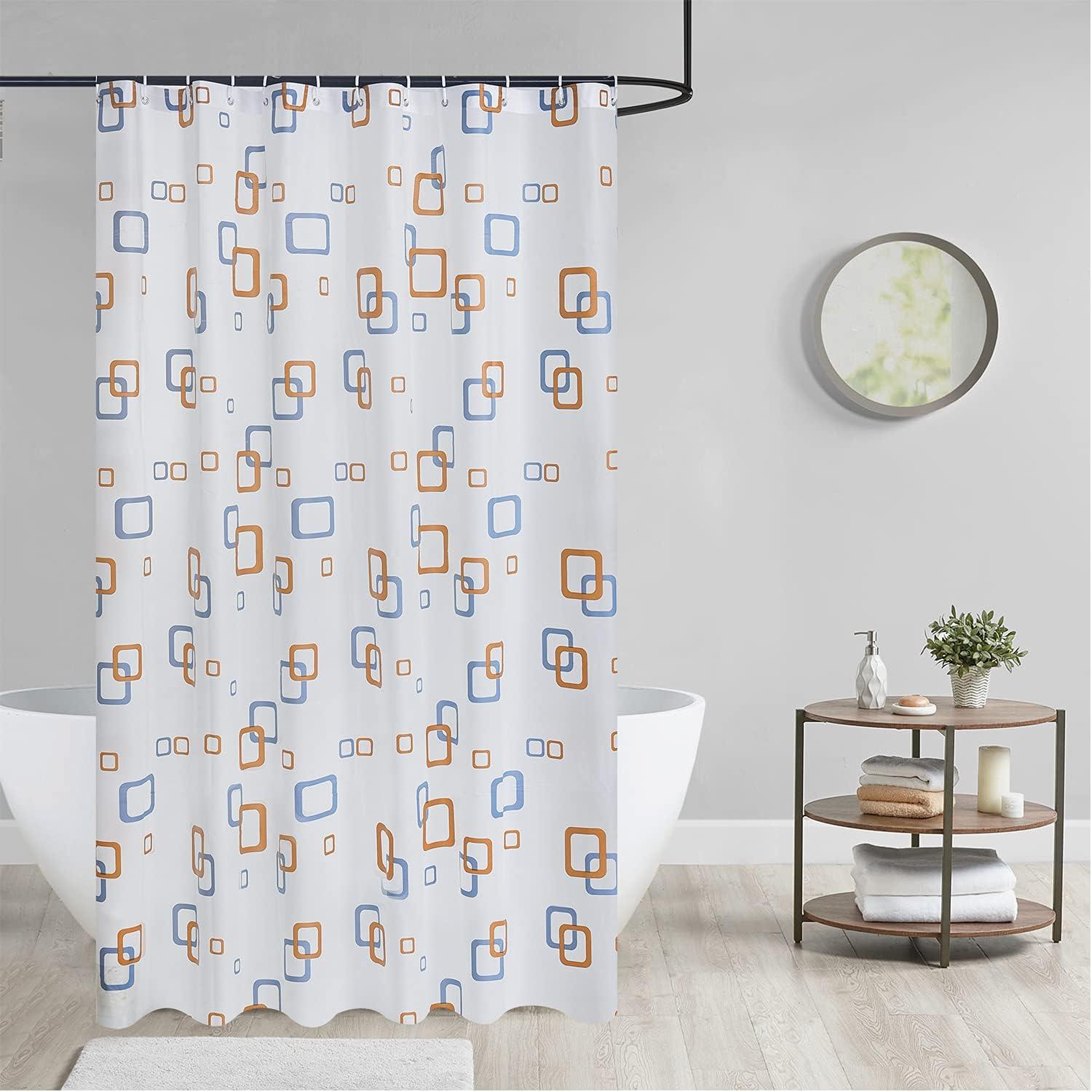 Waterproof Shower Curtain - Machine Washable, Stitched Steel Eyelets, Includes 12 Hooks