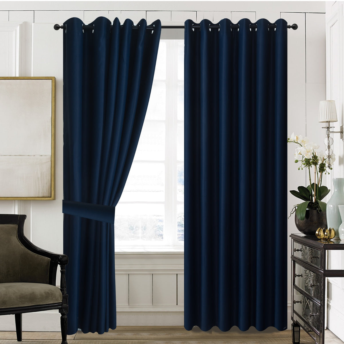 Blackout Curtains Pair, Thermal Insulated Eyelet Curtains for Bedroom & Living Room