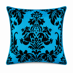 Luxury Flock Cushion Cover | Soft Decorative Damask Throw Pillow Cover for Sofa, Bed & Living Room | 17 x 17 Inch