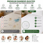 Bamboo Waterproof Mattress Protector Quilted Breathable Mattress Cover Single Double King Super King