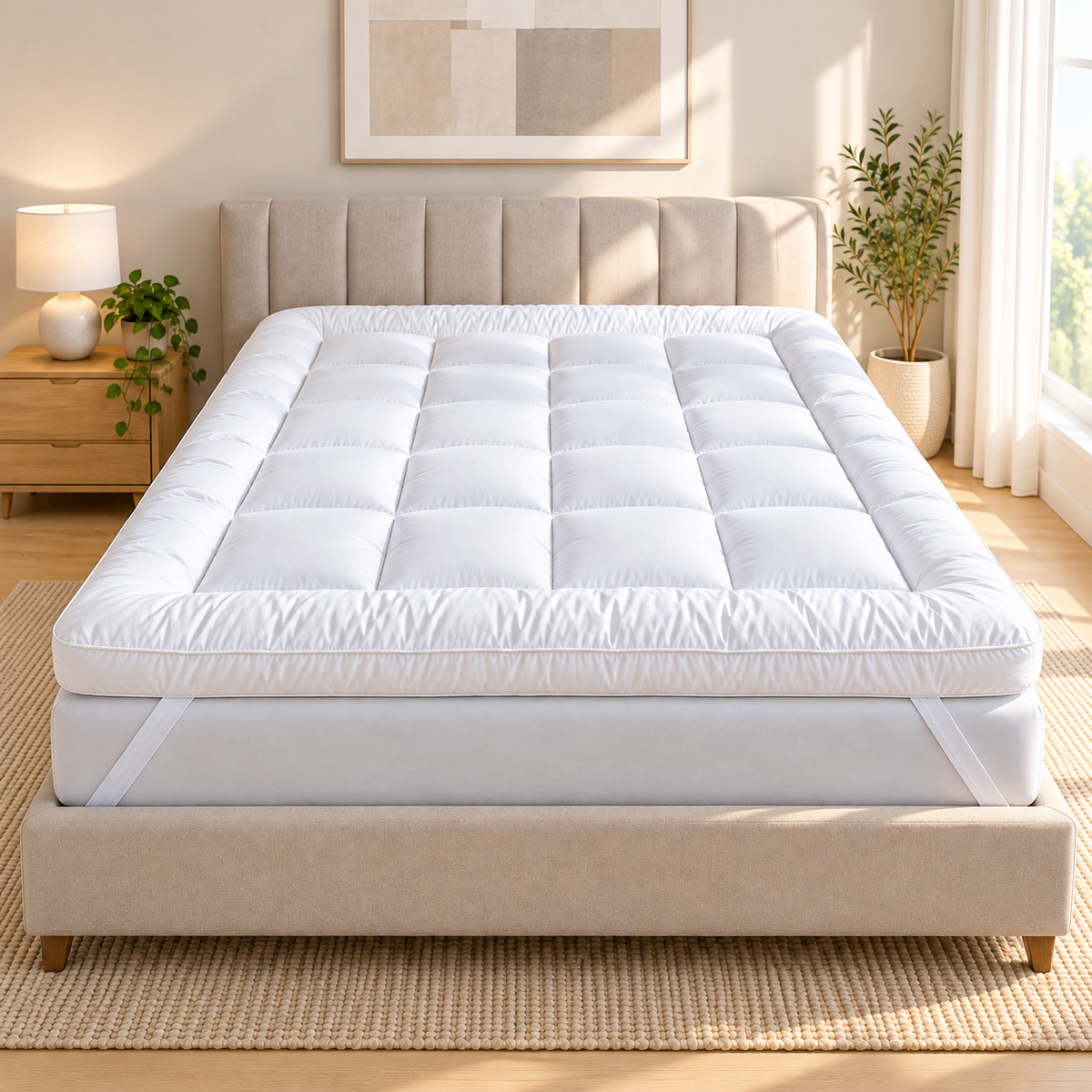 MillPrice Extra Thick Mattress Topper 10cm Luxury Hollowfibre Mattress Topper Single 4FT Double King Super King