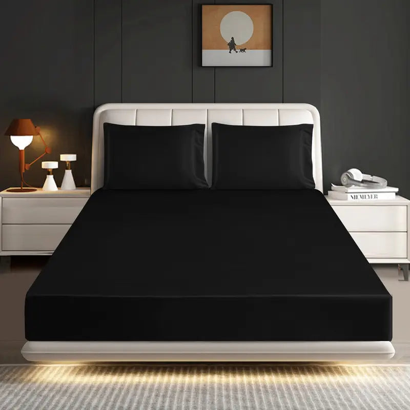 Mill Price Luxury Satin Fitted Sheet Set – 40cm Extra Deep Bed Sheet with Pillowcases | Single Double King