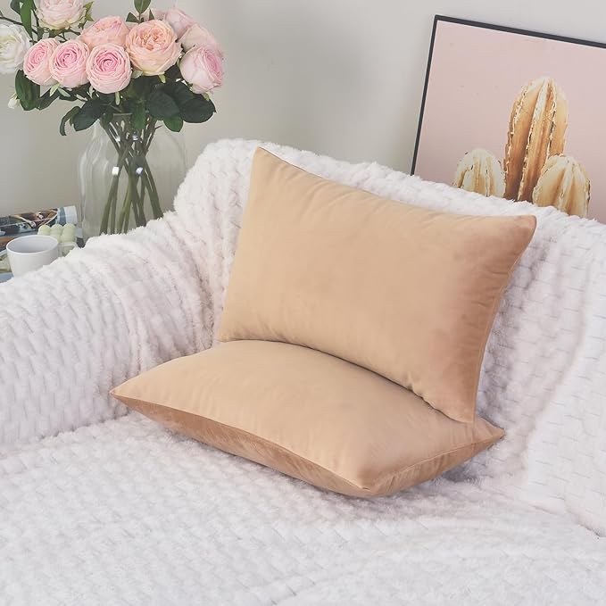 Luxury Velvet Cushion Cover | Soft Decorative Lumbar Pillow Cover for Sofa, Bed & Living Room | 30 x 51 cm