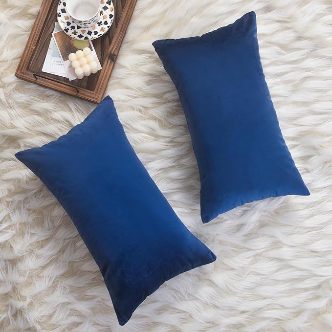Luxury Velvet Cushion Cover | Soft Decorative Lumbar Pillow Cover for Sofa, Bed & Living Room | 30 x 51 cm