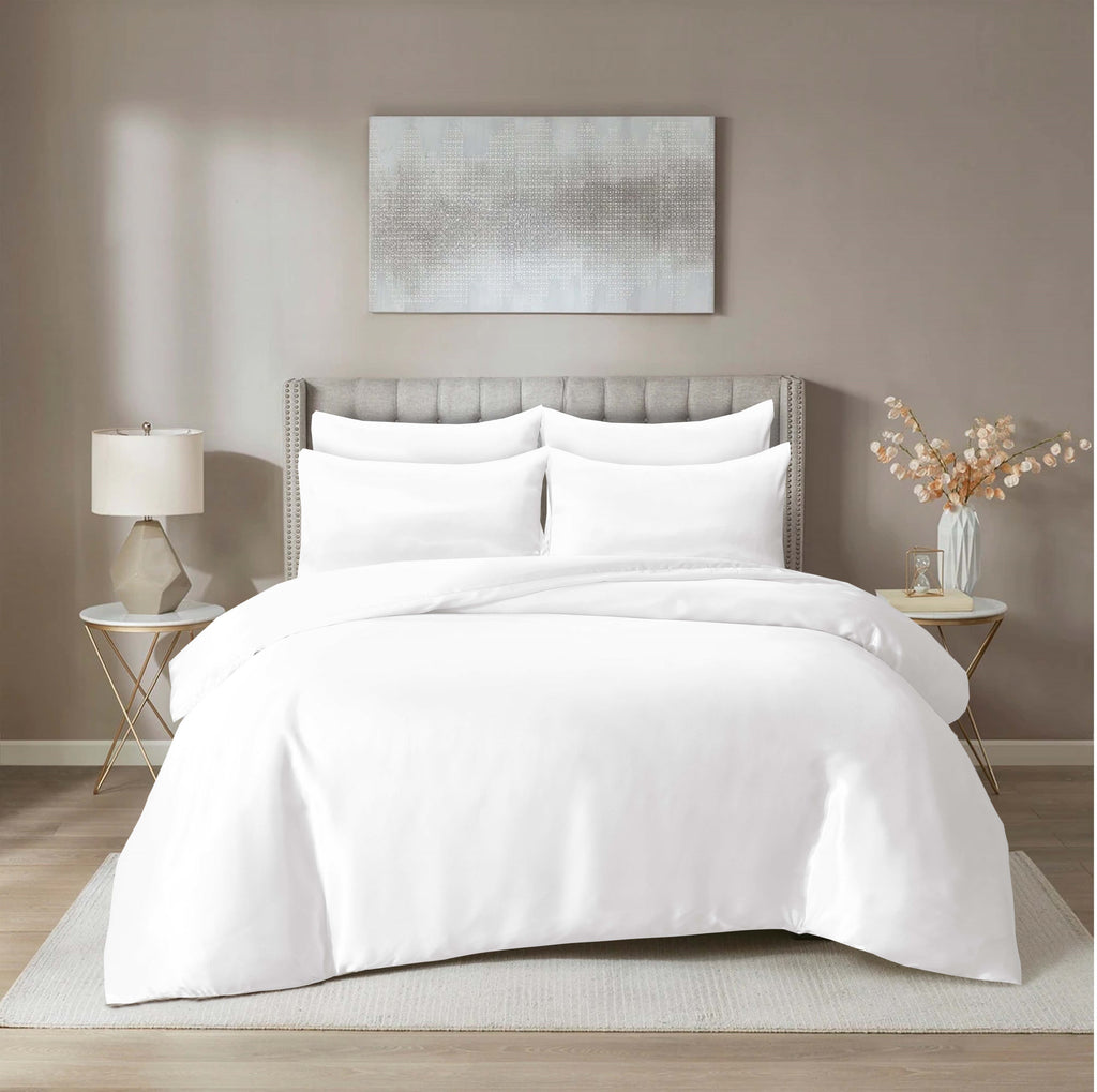Luxury Satin Silk 6-Piece Bedding Set – Duvet Cover, Fitted Sheet & Pillowcases – Hotel-Style Soft, Elegant Bed Linen UK Sizes