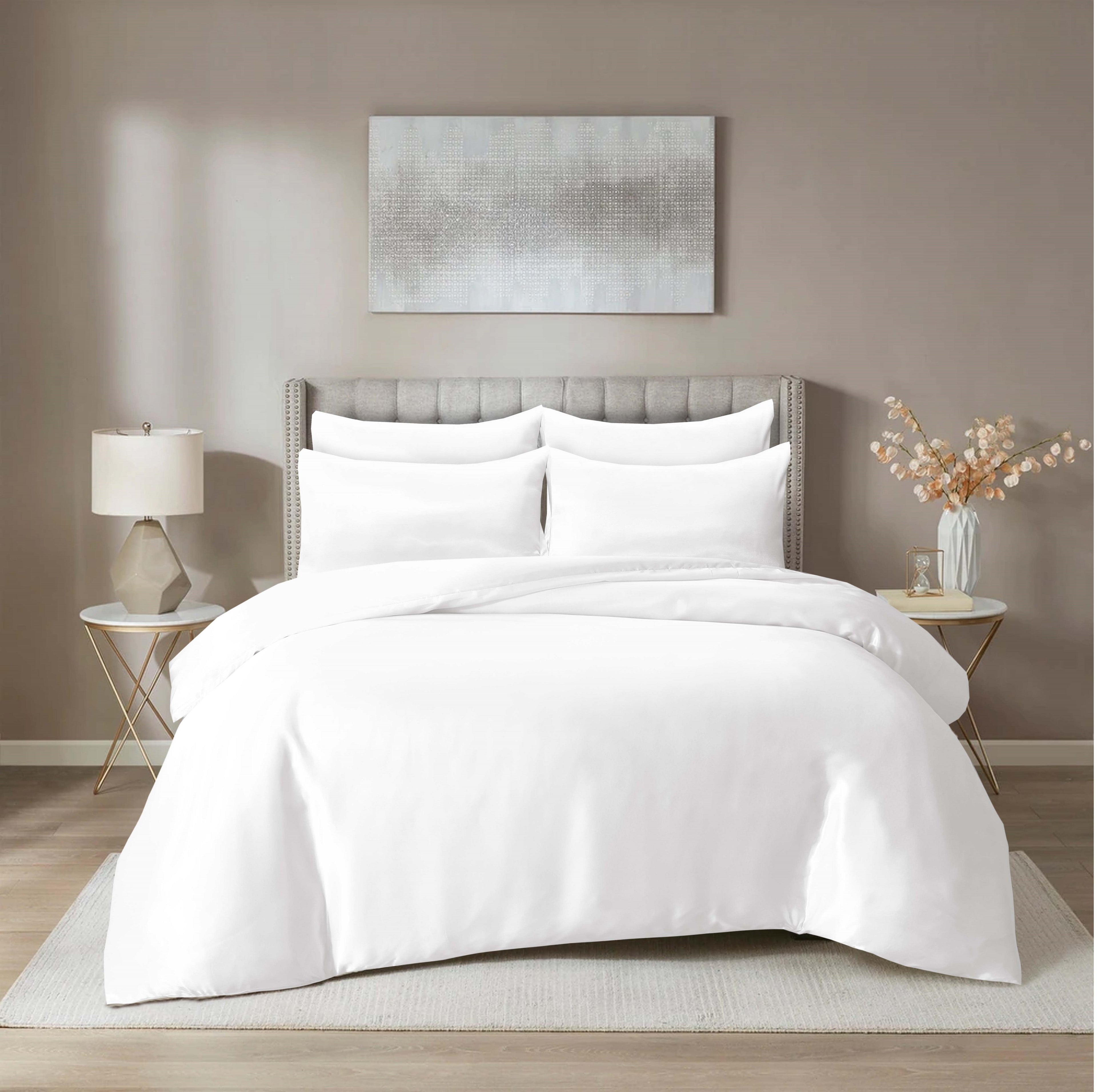 Luxury Satin Silk 6-Piece Bedding Set – Duvet Cover, Fitted Sheet & Pillowcases – Hotel-Style Soft, Elegant Bed Linen UK Sizes