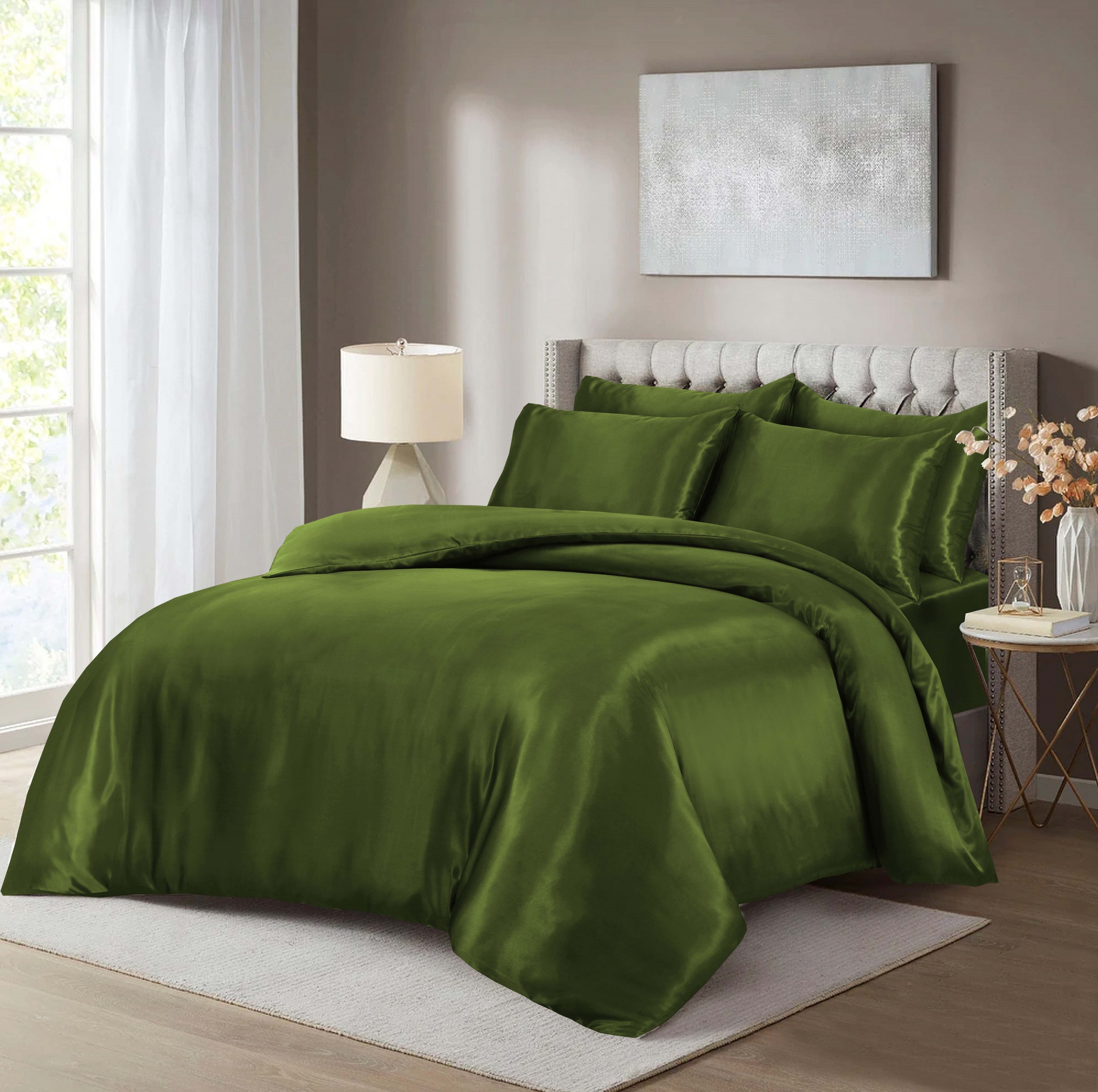 Luxury Satin Silk 6-Piece Bedding Set – Duvet Cover, Fitted Sheet & Pillowcases – Hotel-Style Soft, Elegant Bed Linen UK Sizes