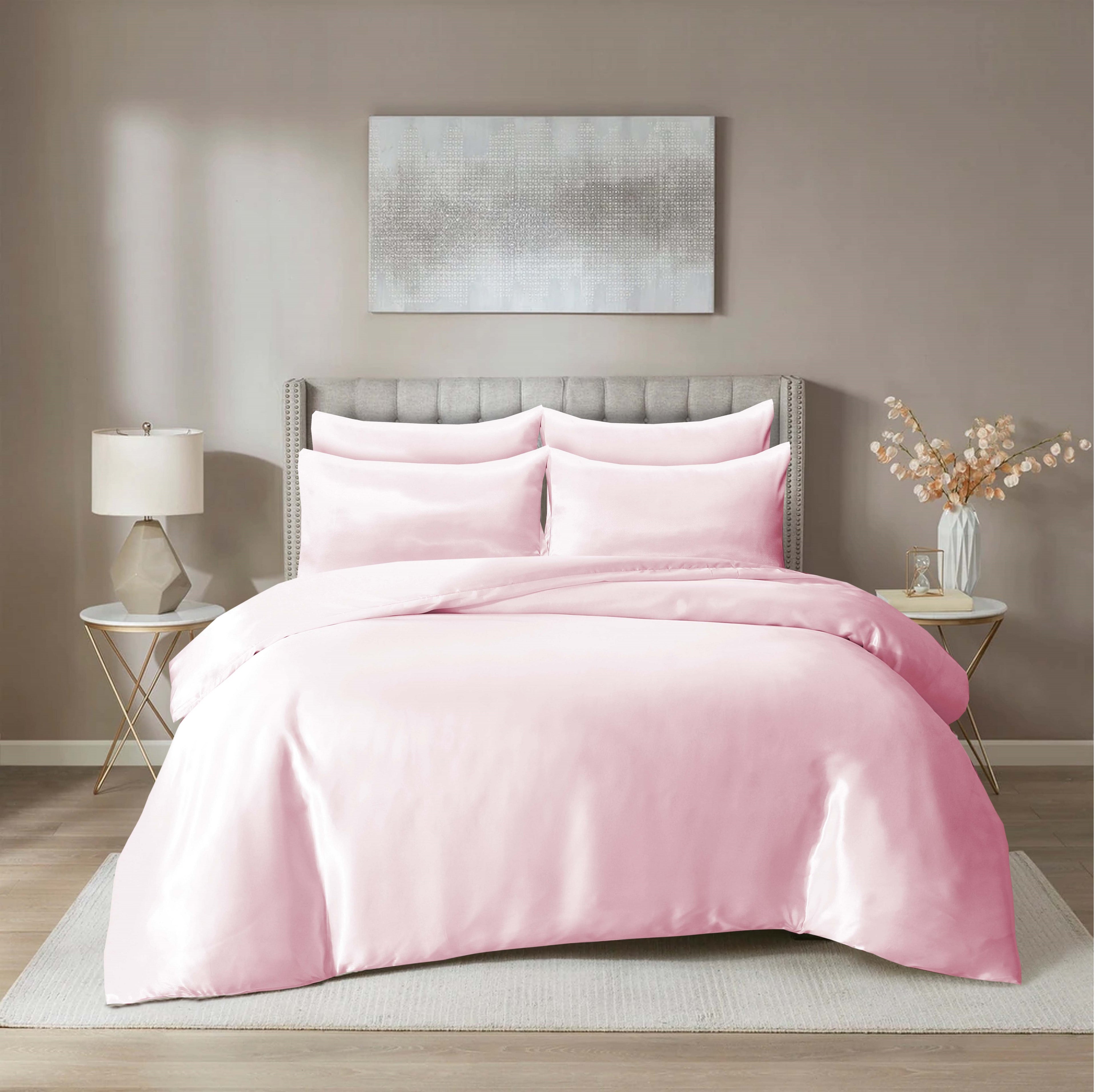 Luxury Satin Silk 6-Piece Bedding Set – Duvet Cover, Fitted Sheet & Pillowcases – Hotel-Style Soft, Elegant Bed Linen UK Sizes