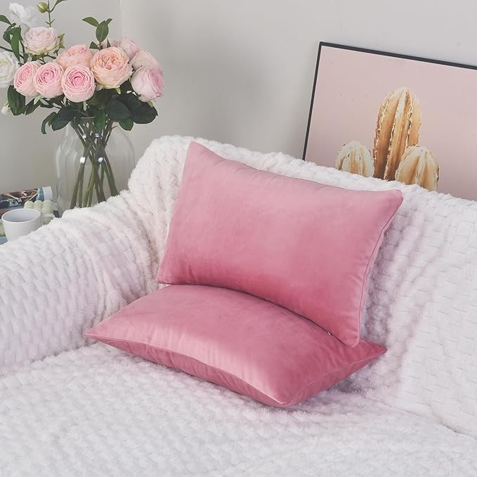 Luxury Velvet Cushion Cover | Soft Decorative Lumbar Pillow Cover for Sofa, Bed & Living Room | 30 x 51 cm