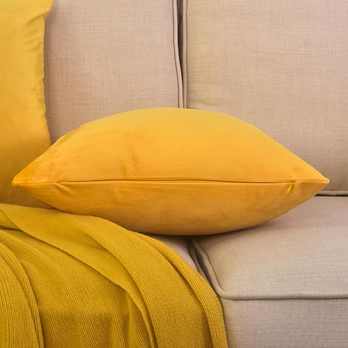 Luxury Velvet Cushion Cover | Soft Decorative Lumbar Pillow Cover for Sofa, Bed & Living Room | 30 x 51 cm